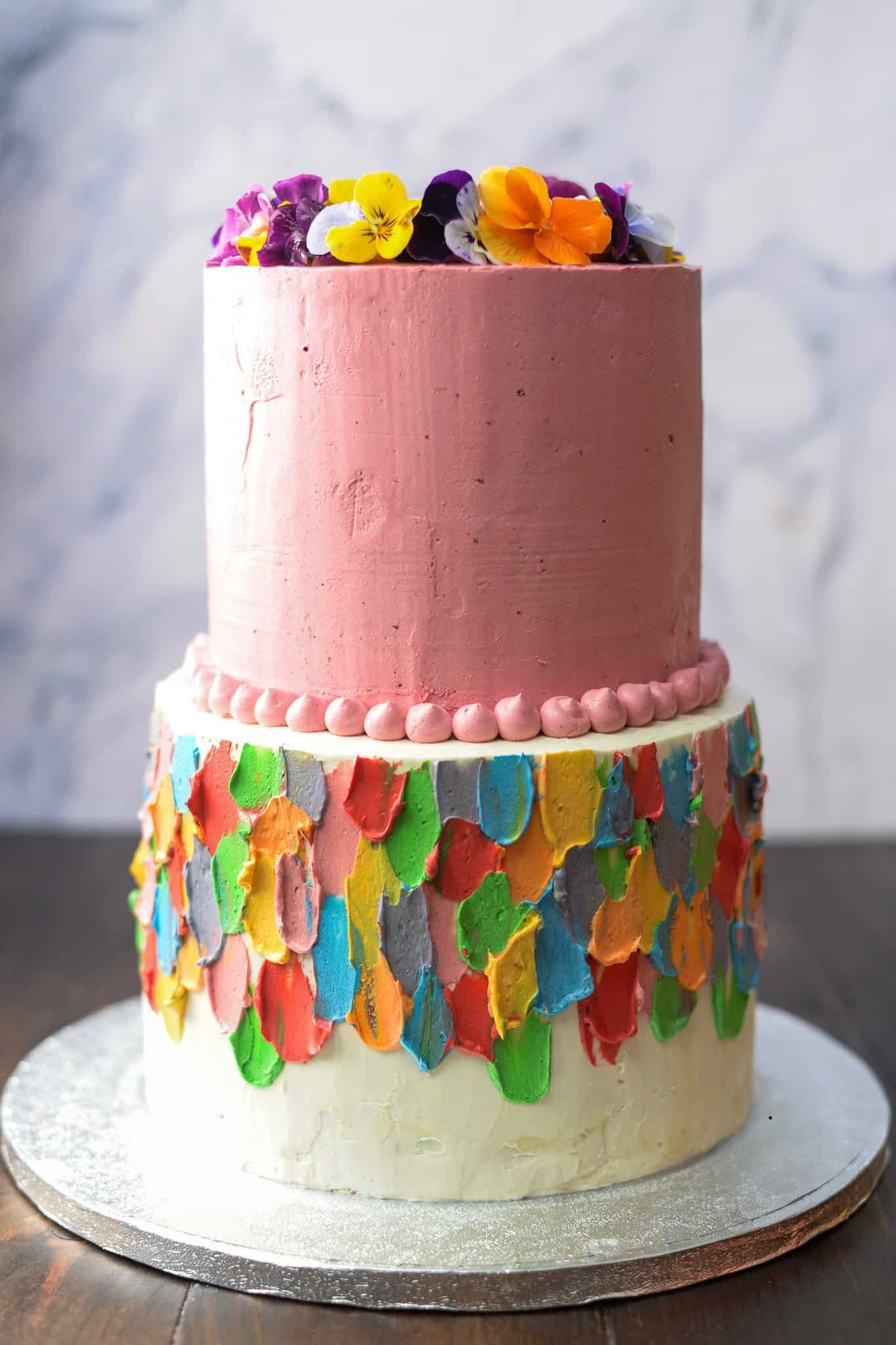 Paint brushed birthday cake